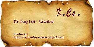 Kriegler Csaba névjegykártya