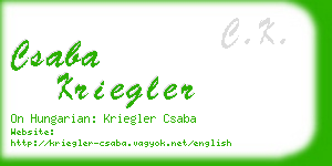 csaba kriegler business card